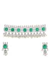 Ishhaara Green Beads Kundan Stone Embellished Choker Set Online at Aza Fashions Ishhaara_Green Beads Kundan Stone Embellished Choker Set _Online_at_Aza_Fashions