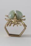 Table Manners_Brown Brass Jade Stone Embellished Cicada Napkin Rings 4 Pcs Set_Online_at_Aza_Fashions