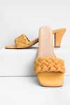 Myra_Yellow Square Toe Block Heels_Online_at_Aza_Fashions