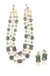 Ishhaara_Gold Plated Shell Pearls Layered Victorian Necklace Set _Online_at_Aza_Fashions