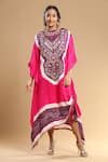 Etasha by Asha Jain_Purple Gajji Silk Embroidered Bandhani Round Embellished Pattern Kaftan _Online_at_Aza_Fashions