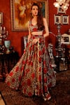 SANAM_Multi Color Organza Printed And Hand Embroidered Mirabelle & Leopard Lehenga Set _Online_at_Aza_Fashions