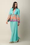 Buy_Limerick by Abirr N' Nanki_Blue Georgette Plain Ela Flared Pant  _Online_at_Aza_Fashions