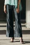 AKHL_Black Lurex Tulle Shimmer Flared Trousers _Online_at_Aza_Fashions