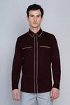 Buy_Lacquer Embassy_Maroon 100% Premium Cotton Shirt  _at_Aza_Fashions