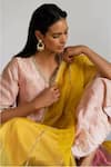 Shorshe Clothing_Pink Handloom Mulberry Silk And Chanderi Placement Hand & Kurta With Pant _Online_at_Aza_Fashions