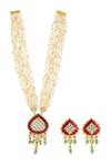 Ishhaara_Multi Color Diamonds, Beads Kundan Stone Embellished Necklace Set _Online_at_Aza_Fashions