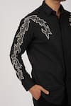 Sanjana reddy Designs_Black Stretchable Cotton Hand Embroidered Design Sleeve Shirt  _Online_at_Aza_Fashions