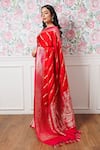 Paaprika_Pink Mashru Silk Handwoven Floral Patterns Zari Saree  _Online_at_Aza_Fashions