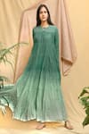 Chambray & CO. Green Cotton Embroidery Round Neck Ombre Tiered Maxi Dress Online at Aza Fashions Chambray & CO._Green Cotton Embroidery Round Neck Ombre Tiered Maxi Dress _Online_at_Aza_Fashions