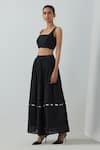 TIC_Black Chanderi Chevron Square Neck Bralette And Skirt Set _Online_at_Aza_Fashions