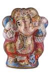 Crystal Craft_Peach Embellished Ganesha Grandeur Crystal Clutch_Online_at_Aza_Fashions