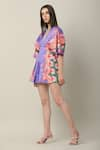 Limerick by Abirr N' Nanki_Multi Color Habutai Silk Printed V Neck Arden Draped Playsuit  _Online_at_Aza_Fashions