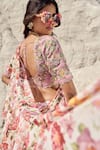 Nikita Vishakha_Purple Silk Organza Printed Floral Hand Embroidered Pre-draped Saree With Blouse _Online_at_Aza_Fashions