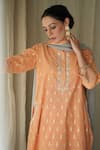 Kanika Sharma_Orange Kurta Chanderi Embroidered Pearl Zari Butti Peshwa Salwar Set _Online_at_Aza_Fashions
