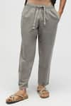 Terra Luna_Grey 100% Organic Handloom Oxford Cotton Solid Pant _Online_at_Aza_Fashions