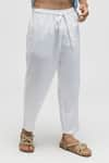 Terra Luna_White 100% Organic Handloom Oxford Cotton Solid Pant _Online_at_Aza_Fashions