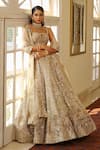 Shop_Miku Kumar_Ivory Silk Hand Embroidered Sequin Scattered Embellished Lehenga Set For Women_Online_at_Aza_Fashions