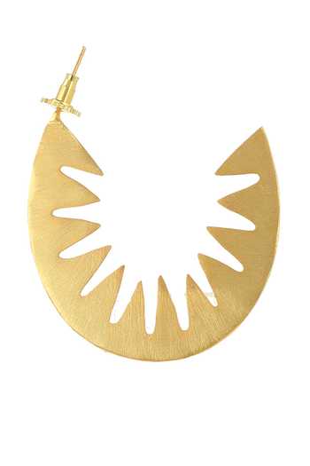 Ishhaara_Gold Plated Sunrays Cut Work Earrings _at_Aza_Fashions
