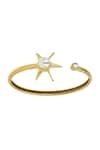 Ishhaara_Gold Plated Pearls, Stones Star Embellished Open Bracelet _Online_at_Aza_Fashions