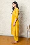 TATWA_Yellow Kurta Handloom Chanderi Sequin Placement And Pant Set  _Online_at_Aza_Fashions