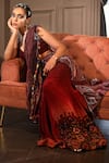 Shilpi Gupta_Maroon Blouse Viscose Dupion, Saree Pallu In Shimmer Pre-pleated With _Online_at_Aza_Fashions