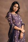 Buy_Pleats by Kaksha and Dimple_Purple Kasturi Crepe Round Embroidered Kurta Palazzo Set_at_Aza_Fashions