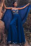 Kaprapan By Anaita Shah_Blue Georgette, Modal Beads, Sequins Embroidered Corset Jumpsuit With Dupatta_Online_at_Aza_Fashions