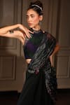 Shilpi Gupta_Blue Blouse Viscose Dupion And Saree Ombre Pre-draped With Neck  _Online_at_Aza_Fashions