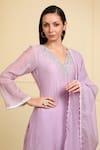 Buy_Neha Khullar_Purple Silk, Muslin, Pearls, Neckline Embroidered Kurta Set _Online_at_Aza_Fashions