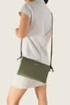 Buy_Tan & Loom_Green Textured Commuters Leather Sling Bag _at_Aza_Fashions