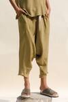 Urvashi Kaur_Yellow Crinkle Cotton Plain Oro Dhoti Salwar  _Online_at_Aza_Fashions