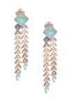 Ishhaara Green Stones Tiered Carved Leaves Dangler Earrings Online at Aza Fashions Ishhaara_Green Stones Tiered Carved Leaves Dangler Earrings _Online_at_Aza_Fashions