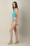 Limerick by Abirr N' Nanki_Multi Color 82% Polyester Printed Paisley Plunge Cressida Monokini  _Online_at_Aza_Fashions