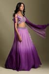 Two Sisters By Gyans_Purple Ombre Lehenga And Embroidered Blouse Set_Online_at_Aza_Fashions
