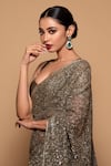 Pallavi Poddar_Green Saree Net Embroidered Sequin Luka Chupi Embellished With Velvet Blouse _Online_at_Aza_Fashions