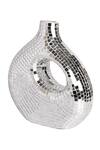H2h_Silver Mirror, Paper Mache Asymmetrical Curved Vase_Online_at_Aza_Fashions