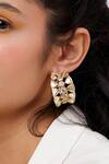 Isharya_Gold Plated Mirrors, Cubic Zirconia Ruhaaniyat Hoop Earrings_Online_at_Aza_Fashions