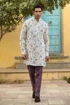 Raw & Rustic by Niti Bothra_Cream 60 Lea Printed Floral Linen Kurta _Online_at_Aza_Fashions