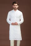 Kasbah_White Georgette Embroidered Chikankari Kurta_Online_at_Aza_Fashions