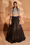 Bhumika Sharma Black Organza, Georgette Embroidery Round Neck Lehenga Set With Blouse Online at Aza Fashions Bhumika Sharma_Black Organza, Georgette Embroidery Round Neck Lehenga Set With Blouse _Online_at_Aza_Fashions