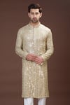 Kasbah_Brown Georgette Embroidered Mirror Kurta _Online_at_Aza_Fashions