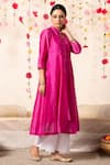 Marche_Pink Cape  Chanderi Round Paneled And Pant Set _Online_at_Aza_Fashions