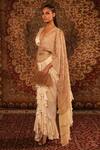 Aditi Gupta_White Satin Woven And Embroidered Pre-draped Ruffle Saree With Blouse  _Online_at_Aza_Fashions