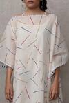Banana Labs_Multi Color Cotton Print Sprinkle Asymmetric Neck Hand Block Kaftan With Stole _Online_at_Aza_Fashions