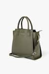 Tan & Loom_Green Textured Leather Pebble Grain Handbag _Online_at_Aza_Fashions