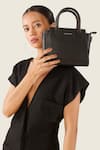 Tan & Loom_Black Textured Leather Sling Bag _Online_at_Aza_Fashions