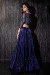 Shilpi Gupta_Blue Net, Silk Satin Sequins, Cut Work Cutdana Embroidered Blouse And Lehenga Set _Online_at_Aza_Fashions