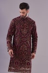 Kasbah_Multi Color Georgette Embroidered Jamawar Kashmiri Kurta For Men_Online_at_Aza_Fashions
