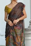 Shilpi Gupta_Yellow Blouse Viscose Dupion, Saree Pallu In Shimmer Pre-draped With_Online_at_Aza_Fashions